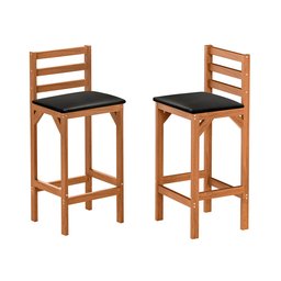 Kit 4 Banquetas Alta Bar Balcão Luxo Resistente Área Gourmet Sacada Pés Madeira Maciça Cor Nature - 3