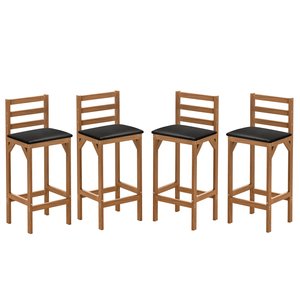 Kit 4 Banquetas Alta Bar Balcão Luxo Resistente Área Gourmet Sacada Pés Madeira Maciça Cor Nature