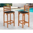 Ver imagem 2 de Kit 4 Banquetas Alta Bar Balcão Luxo Resistente Área Gourmet Sacada Pés Madeira Maciça Cor Nature