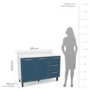 Ver imagem 2 de Balcão de Cozinha 120cm 2 Portas 3 Gavetas com Tampo Amara Branco Azul Politorno Móveis