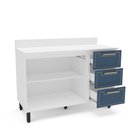Ver imagem 3 de Balcão de Cozinha 120cm 2 Portas 3 Gavetas com Tampo Amara Branco Azul Politorno Móveis