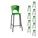 Ver imagem 1 de Kit 10 Banquetas Fixa Alta Piacere - Cor Verde - 34110