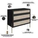 Ver imagem 4 de Cômoda com 03 Gavetas para Quarto Closet Industrial Indy A03 Nero Dourado - Lyam Decor