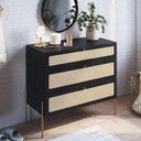 Ver imagem 2 de Cômoda com 03 Gavetas para Quarto Closet Industrial Indy A03 Nero Dourado - Lyam Decor