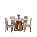 Ver imagem 2 de Conjunto Sala de Jantar 4 Cadeiras Tampo de Vidro Dj Moveis Kiara Freijó Ayla Creme