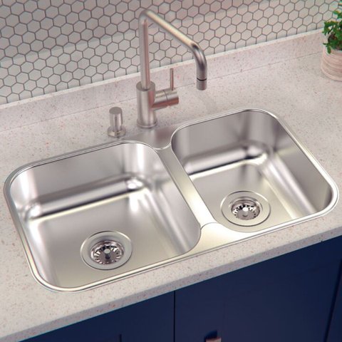 Cuba de Embutir Tramontina Aço Inox Polido 69x40 com 2 Cubas