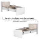 Ver imagem 6 de Cama Solteiro Bau 2 Gavetas Mdf Tamires Capitone Branco Bege Decmade