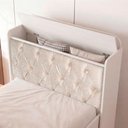 Ver imagem 5 de Cama Solteiro Bau 2 Gavetas Mdf Tamires Capitone Branco Bege Decmade
