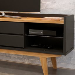 Rack Diament 160 com Nicho em Vidro para Tv até 75” - Preto - 5