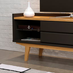 Rack Diament 160 com Nicho em Vidro para Tv até 75” - Preto - 6