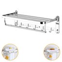 Ver imagem 1 de Suporte Embralumi Porta Toalha Ajustável Parede C/ 5 Ganchos Banheiro Toalheiro