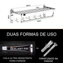 Ver imagem 7 de Suporte Embralumi Porta Toalha Ajustável Parede C/ 5 Ganchos Banheiro Toalheiro