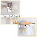 Ver imagem 5 de Suporte Embralumi Porta Toalha Ajustável Parede C/ 5 Ganchos Banheiro Toalheiro