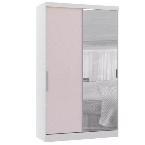 Guarda-roupa Modulado 134,5cm com Espelho 2 Portas de Correr 3 Gavetas Alpes Luciane