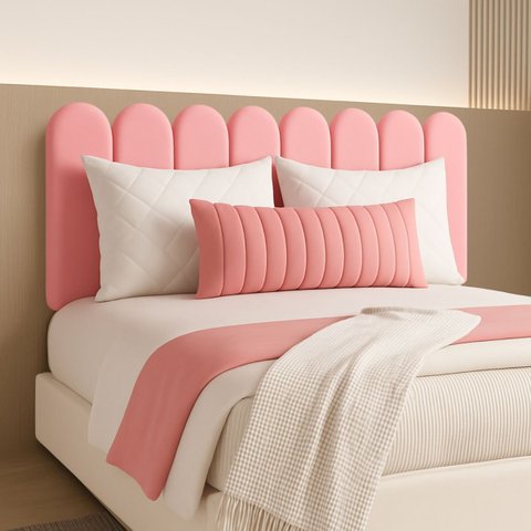Cabeceira Queen Size Design Nuvem 45x20cm 8 Placas em Suede:goiaba