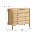 Ver imagem 2 de Cômoda 4 Gavetas Madeira Maciça Cor Carvalho Malva e Palha Rattan