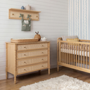 Ver imagem 3 de Cômoda 4 Gavetas Madeira Maciça Cor Carvalho Malva e Palha Rattan