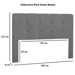 Cabeceira Cama Box Queen 1.60 Hadassa Corino Cinza Grafite - LH Móveis - 5