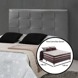 Cabeceira Cama Box Queen 1.60 Hadassa Corino Cinza Grafite - LH Móveis - 4