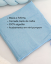 Ver imagem 3 de Manta Cueiro Bebê Malha com Pompom 70x80cm: Azul Bebê