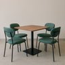 Conjunto Mesa Restaurantes 80x80cm com 01 Cadeira Estofada Preto Fosco – Exclusiva Linho Lincoln Ver - 1