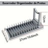 Escorredor de Pratos Louças Pia Organizador Prático Armários Cinza - 6