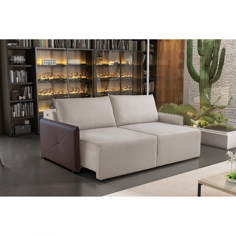 Estofado Retrátil 220cm com USB Urban Bege/Marrom