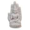 Escultura Buda Sidarta na Mão de Pó de Mármore Branco 23cm - 1