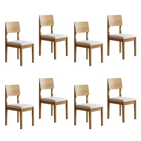 Kit 8 Cadeiras para Sala de Jantar com Pés Madeira Maciça Ana