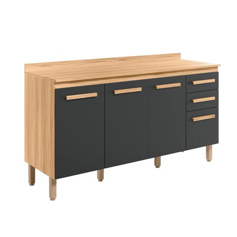 Balcão Intenza com Tampo 160 cm com 4 Portas e 2 Gavetas