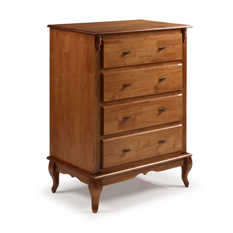 Cômoda de Madeira Maciça com 4 Gavetas Pés Luis Xv 60400 Linz Móveis - Imbuia Glazer