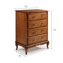 Ver imagem 4 de Cômoda de Madeira Maciça com 4 Gavetas Pés Luis Xv 60400 Linz Móveis - Imbuia Glazer