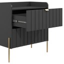 Ver imagem 6 de Mesa de Cabeceira Grafite em Madeira Mdf Moriah 60cm Pés de Ferro Dourado