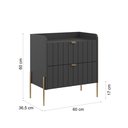 Ver imagem 7 de Mesa de Cabeceira Grafite em Madeira Mdf Moriah 60cm Pés de Ferro Dourado