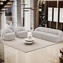 Ver imagem 2 de Sofá 3 Lugares Curvo Orgânico com 02 Poltronas para Sala Living 250cm Barolo L06 Bouclê Cinza - Lyam