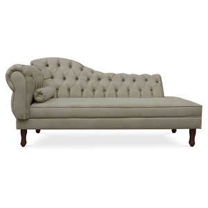 Recamier Divã Cancun 185cm com Capitonê - Direita Suede - Ecotec Decor:Bege