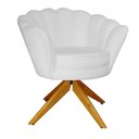 Ver imagem 1 de Poltrona Decorativa Pétala Pés Madeira Giratório Suede Branco - Ds Estofados