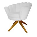 Ver imagem 2 de Poltrona Decorativa Pétala Pés Madeira Giratório Suede Branco - Ds Estofados