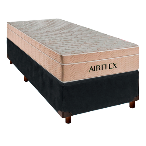 Kit Cama Box e Colchão Molas Ensacadas Solteiro Airflex Cinza