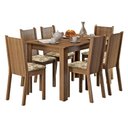 Ver imagem 2 de Conjunto Sala de Jantar Madesa Maris Mesa Tampo de Madeira com 6 Cadeiras Rustic/Lírio Bege Cor:Rust