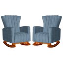 Ver imagem 1 de Kit 2 Poltrona Decorativa Melinda Balanço Linho Marinho - Fm