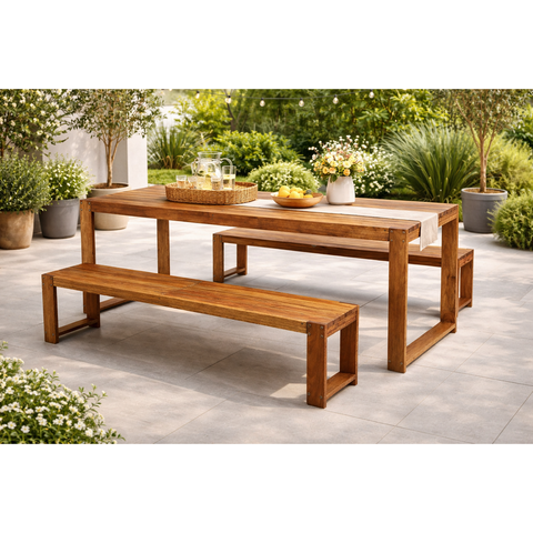 Mesa Rustica Jardim Baren Yescasa Marrom/Nogueira