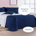 Ver imagem 2 de Kit King 7 peças Colcha Cobre Leito e jogo Lençol Micropercal 200 Fios Petit Poá:Azul Marinho