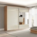 Ver imagem 1 de Guarda Roupa com Espelho 2 Portas de Correr 2 Gavetas 267cm 100% MDF Off White/Freijó