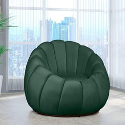 Poltrona Concha com Almofada Base Arco Giratória Veludo Cor Verde - 2
