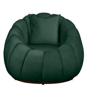 Poltrona Concha com Almofada Base Arco Giratória Veludo Cor Verde