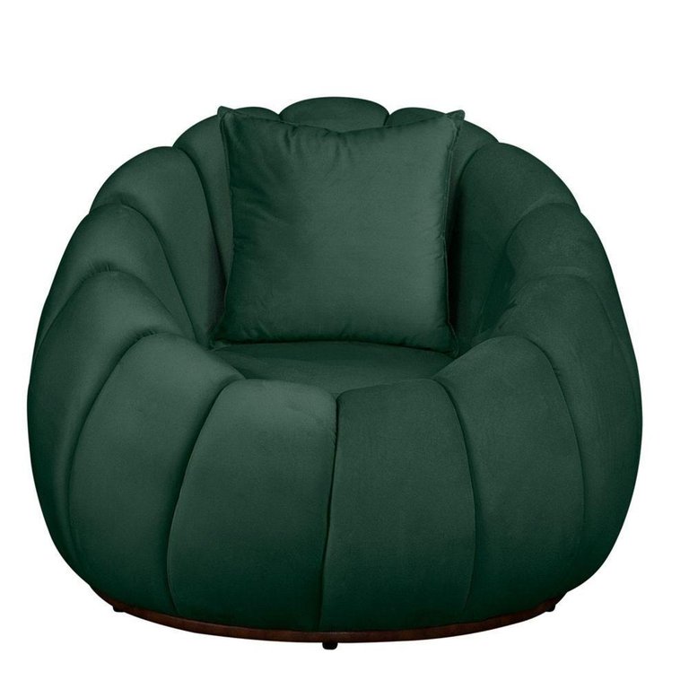 Poltrona Concha com Almofada Base Arco Giratória Veludo Cor Verde Poltrona Concha com Almofada Base Arco Giratória Veludo Cor Verde