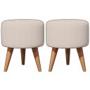 Ver imagem 1 de Kit 2 Puff Redondo Linho Sala Quarto Banqueta Pés Polipropileno - Bege Claro