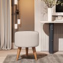 Ver imagem 2 de Kit 2 Puff Redondo Linho Sala Quarto Banqueta Pés Polipropileno - Bege Claro