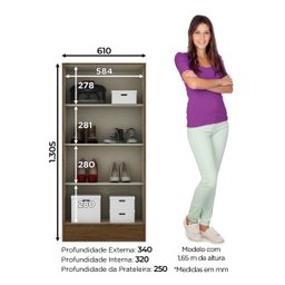 Multiuso Sapateira Roupeiro Com 2 Portas B14 Castanho - Briz Móveis - 3